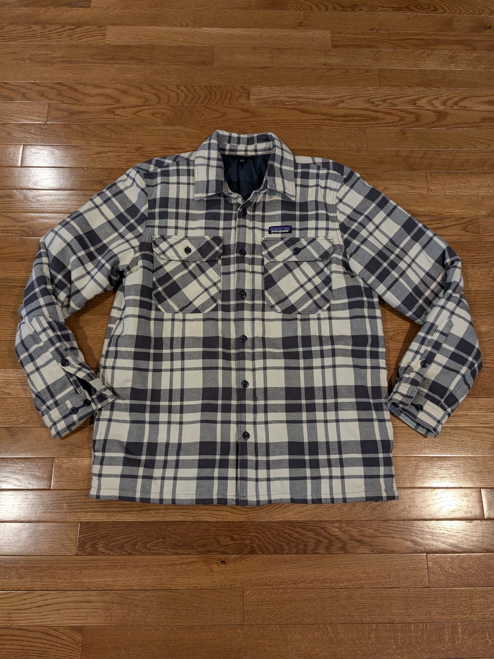 Patagonia Plaid Flannel Shacket Jacket Gray Men's Large